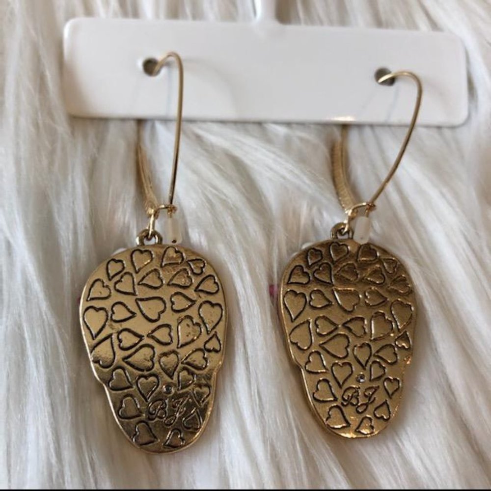 Betsey Johnson Floral Skull Earrings - Picture 6 of 6